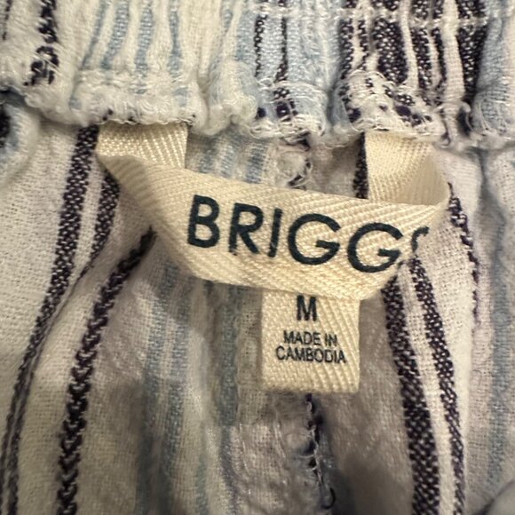 BRIGGS WOMENS BLUE STRIPED LINEN BLEND MEDIUM PULL ON PANTS - Picture 6 of 8